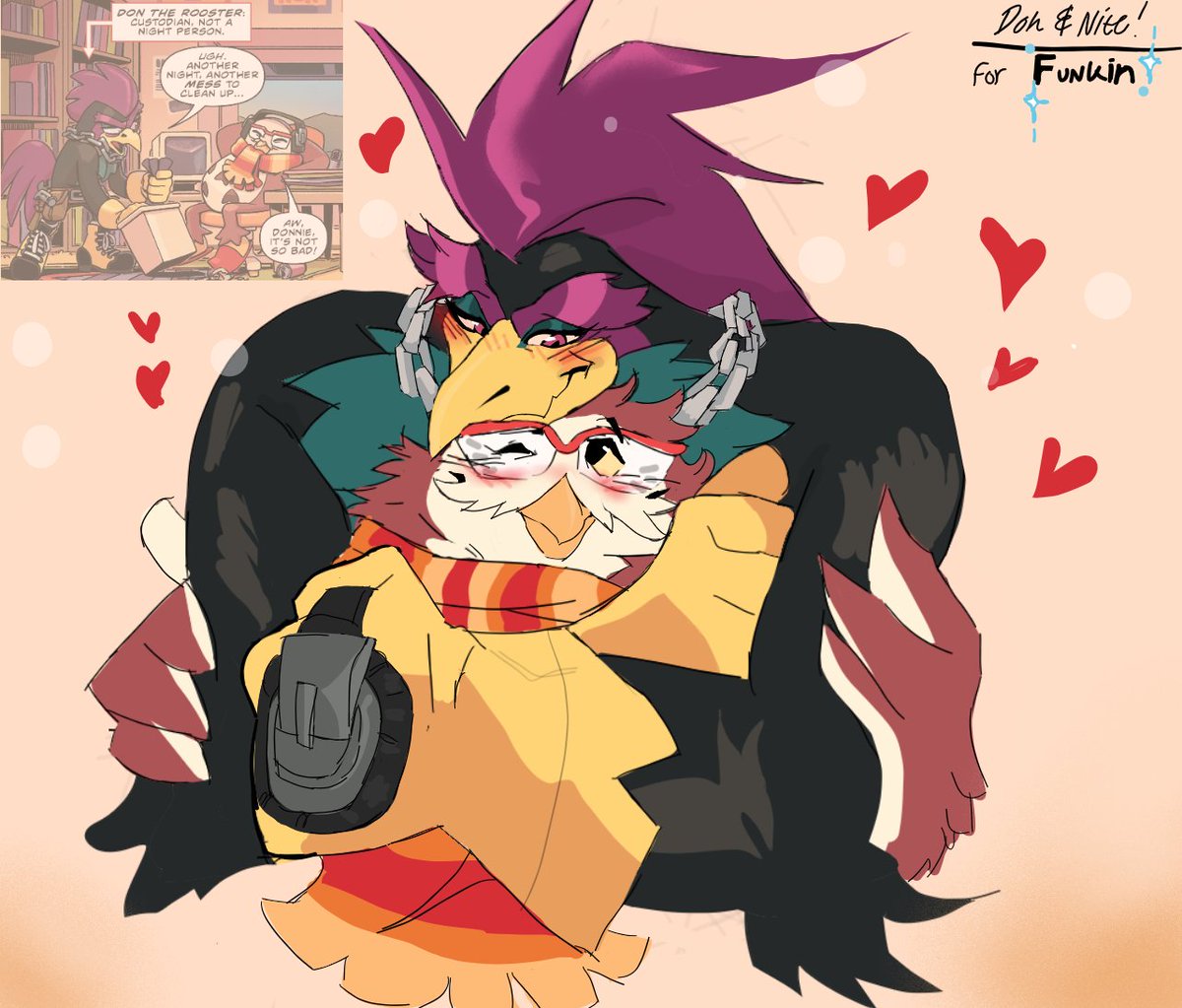 art for <a href="/funkin03/">Funkin 🦉🐓</a> featuring Don and Nite!!! These two are stupid cute,, thx for the suggestion! 💙