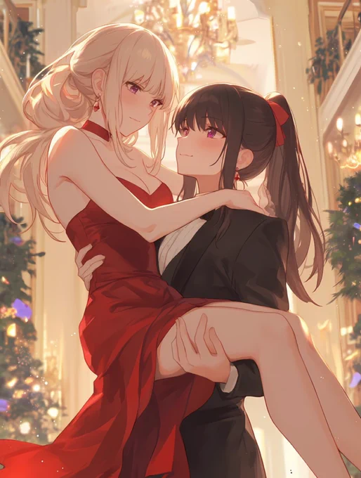 「ちょっと照れますなぁ」「でも似合ってますよ」#リコリコ #LycorisRecoil #百合(しかしたきなの男装似合うなぁ…) 