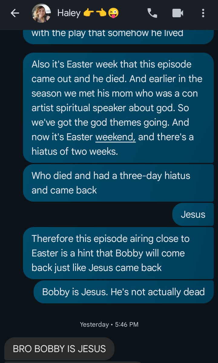 chey033's tweet photo. Me explaining to my friend who does not watch 911 how Bobby can be alive 😭 #911onABC #BOBBYNASHISALIVE https://t.co/F7AIomi2QB