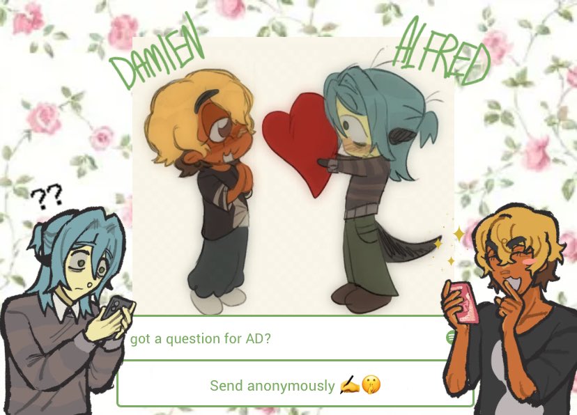 timelypuppy's tweet image. .-- hello everyone, if you enjoy alfred and damien, please feel free to ask them a question! i will answer on here.🌻🐺 (link below and in bio)