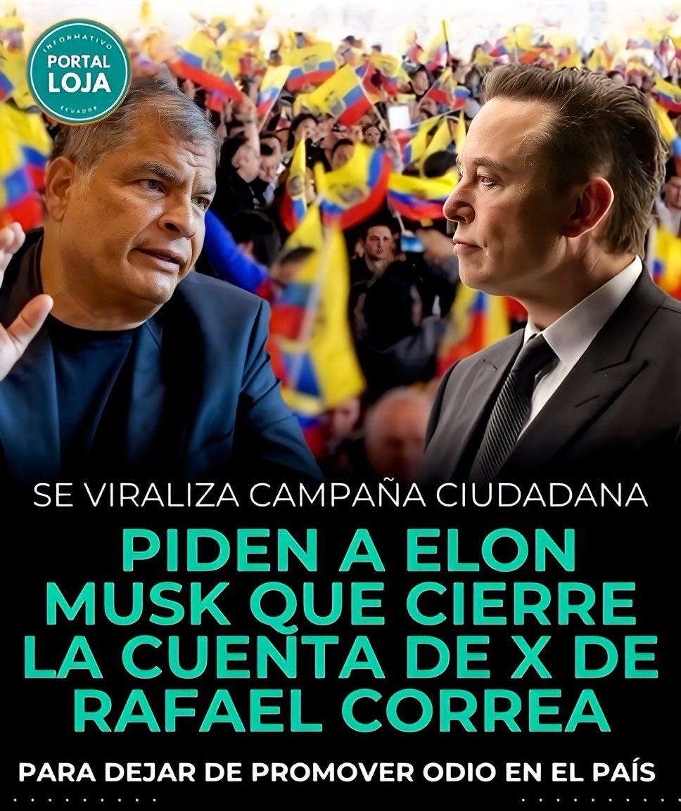 !Estás de acuerdo en que <a href="/elonmusk/">Elon Musk</a> cierre la cuenta del prófugo y terrorista Daniel Correa desde donde difunde fake News y busca incendiar Ecuador?