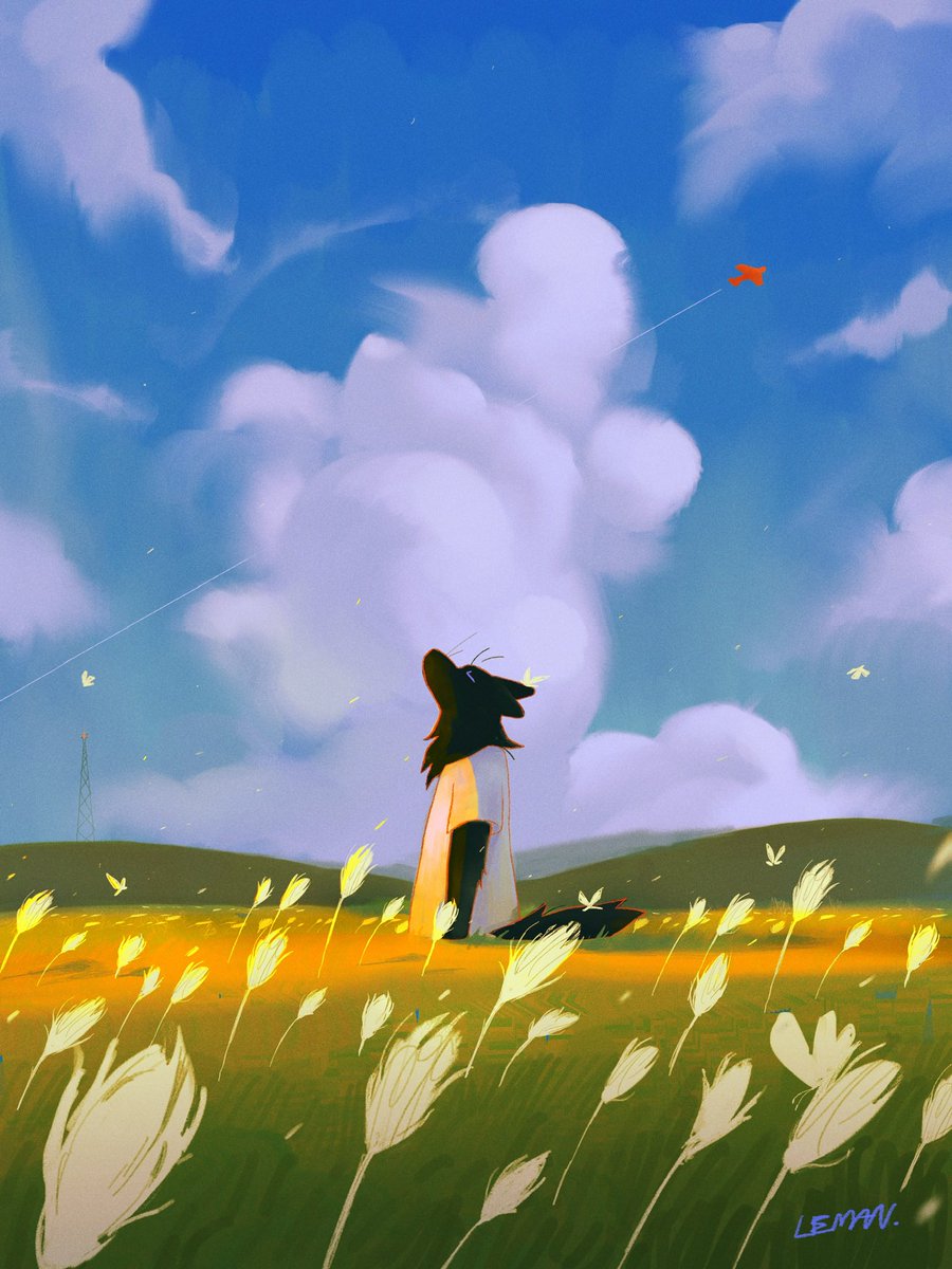 sketchyleman's tweet photo. Idk if anyone notice, but I have a black wolf or fox oc (I have no idea) that’s reoccurring in artworks that is personal to me. He don’t have a name before so I’m gonna name him Leaf https://t.co/zaxaG8sDhI