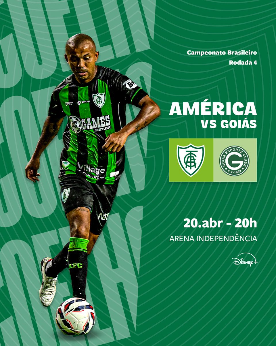 𝐃𝐈𝐀 𝐃𝐄 #COELHÃO! 🟢⚫

Novamente em casa! Pelos três pontos! 👊🏽  

🔜 América 🆚 Goiás

🏆 Campeonato Brasileiro
🏟️ <a href="/arenaindepa/">Arena Indepa</a> 
⌚ 20h
📺 Disney+

#AFCxGEC
#PraCimaDelesCoelho