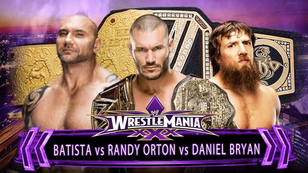WrestleScope_'s tweet photo. Triple threat matches in the main event of WrestleMania never miss 🔥🔥🔥

#WrestleMania41 https://t.co/aB8ST8mMie