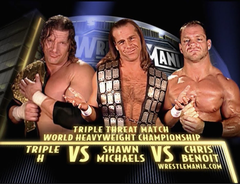 WrestleScope_'s tweet photo. Triple threat matches in the main event of WrestleMania never miss 🔥🔥🔥

#WrestleMania41 https://t.co/aB8ST8mMie