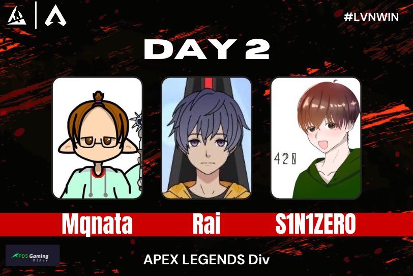 LAVANOSESPORTS's tweet photo. DAY 2

BLAZEのメンバーが、Anosに変わりましてMqnataを加えてCC#2 R3に出場します。
応援よろしくお願いします！

LVN_Rai @ranran998 

LVN_S1N1ZERO @S1N1ZER0 

LVN_Mqnata @Mqnata_love 

#LVNWIN #Apex https://t.co/e4nZtJg5UA