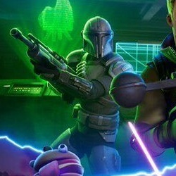 FigohFortnite's tweet photo. 🚨 Novidade no trailer da Batalha Galáctica 🚨

Vários Mandalorianos aparecem com acessórios únicos, e o Keyart revela um estilo diferente, indicando que a skin pode ser personalizável! Prepare-se para uma experiência ainda mais épica nesta temporada! 🌌🔥

#Fortnite https://t.co/NUAoA5Ut1w
