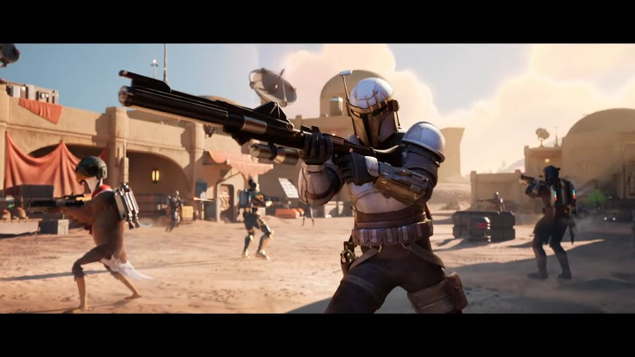 FigohFortnite's tweet photo. 🚨 Novidade no trailer da Batalha Galáctica 🚨

Vários Mandalorianos aparecem com acessórios únicos, e o Keyart revela um estilo diferente, indicando que a skin pode ser personalizável! Prepare-se para uma experiência ainda mais épica nesta temporada! 🌌🔥

#Fortnite https://t.co/NUAoA5Ut1w