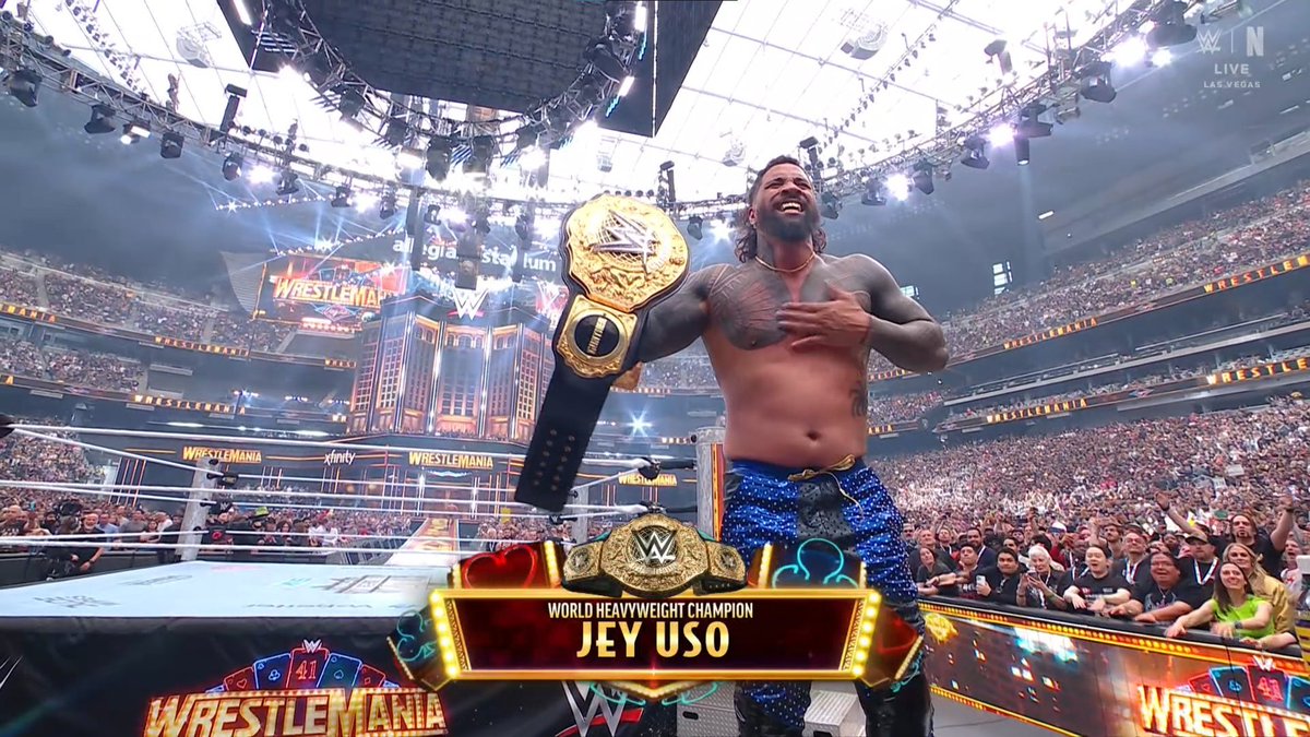 wrestlelamia's tweet photo. RATE #WrestleMania Night One out of 10 https://t.co/w16kz8Ds71