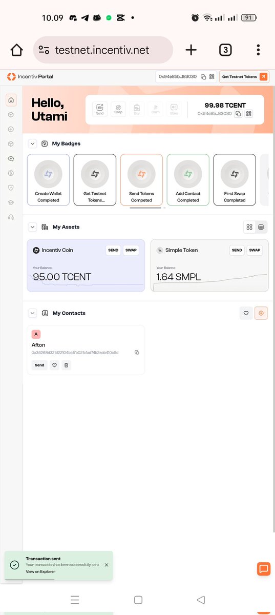 utami_ajja's tweet photo. @Incentiv_net 
When using Incentiv, the most impressive thing is when I send a token and swap it with another token so quickly without any delay. Hopefully it will continue to be the best https://t.co/VMUK116IBF