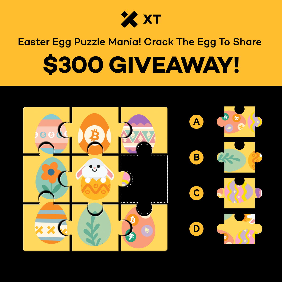 XTexchange's tweet photo. 🍳 Easter Egg Puzzle Mania! Crack the Egg to Share $300 Giveaway!

✅ Follow @XTexchange &amp; @XTExchangecn
✅ Like &amp; RT with #XT #Easter2025 #HappyEaster #Giveaway + tag 3 friends
✅ Join: https://t.co/poGJZ4z5jB
✅ Comment your answer + XT UID

📅 Draw Date: April 25 https://t.co/RTHp6CqGnX