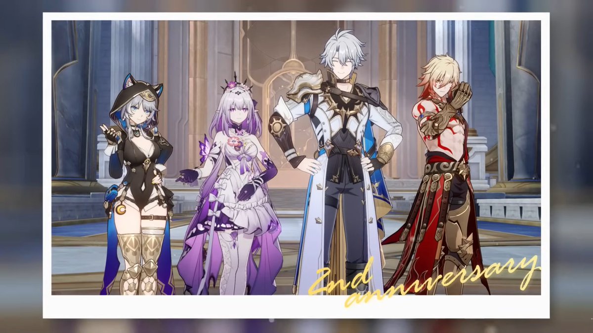 StarRailVerse1's tweet photo. 6 days left until the 2nd Anniversary! 🎊         

Cipher, Castorice, Phainon &amp; Mydei ✨     

-From the official HSR JP account on YT: VAs congratulatory messages (Lion group)      

#HonkaiStarRail #崩壊スターレイル https://t.co/ixOloaFK9z