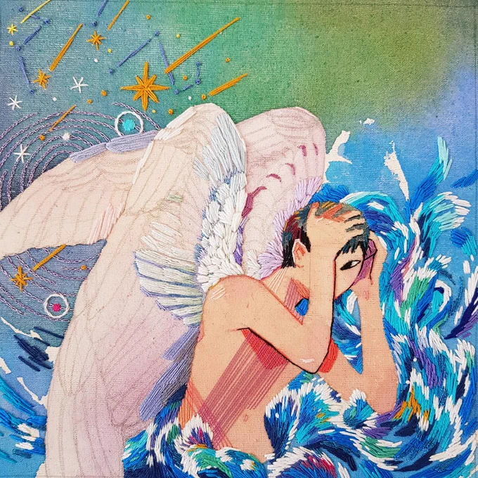 What Once Seemed Impossible / Watercolor and Embroidery on Canvas. - 이루어질 수 없었던 / 천 위에 수채화와 자수 