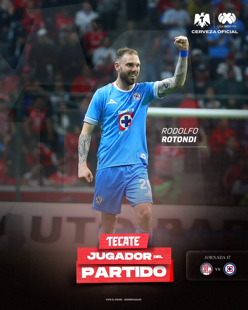Se lució con un golazo ☄️

Rodolfo Rotondi contribuyó al empate de <a href="/CruzAzul/">CRUZ AZUL</a> en casa de Toluca y fue elegido por la gente como el #TecateJugadorDelPartido 🚂.

<a href="/CervezaTecate/">Cerveza Tecate</a>