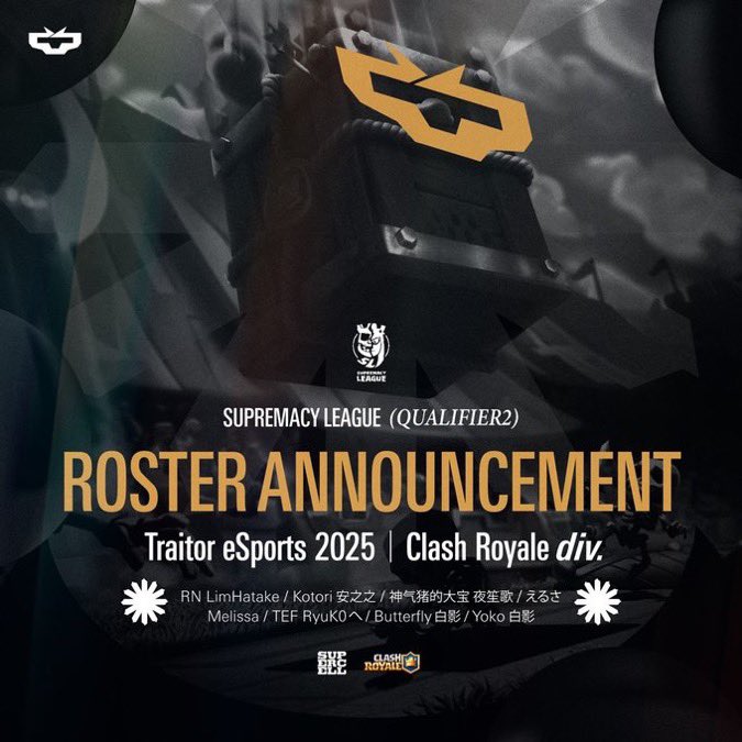 Traitor eSports (@traitoresports) on Twitter photo Supremacy League Qualifier2
<a href="/CR_Supremacy/">Supremacy League</a>
🆚@LucentGamingHQ
🗓4/20
⏰23:00 CEST
grand final 1-3 Traitor loose
Sorry to all the teams that have fought against us, we were not able to compete in the main tournament. We leave our dreams to Lucent! Supremacy League Qualifier2
<a href="/CR_Supremacy/">Supremacy League</a>
🆚@LucentGamingHQ
🗓4/20
⏰23:00 CEST
grand final 1-3 Traitor loose
Sorry to all the teams that have fought against us, we were not able to compete in the main tournament. We leave our dreams to Lucent!
