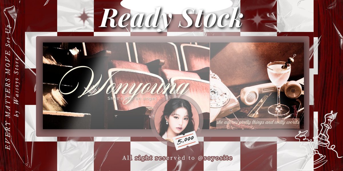soyosite's tweet photo. Help for repost darl? Tencu! ♥︎

Our glancing girl Wonyoung makes her 
debut as the model for this ready 
stock layout! Grab yours at the listed 
price https://t.co/ccXGz78E1n⠀ — free retext included. 

Drop me a DM if you're interested ♡
♟️#zonauang #zonajajan https://t.co/LR0w2BbRR5