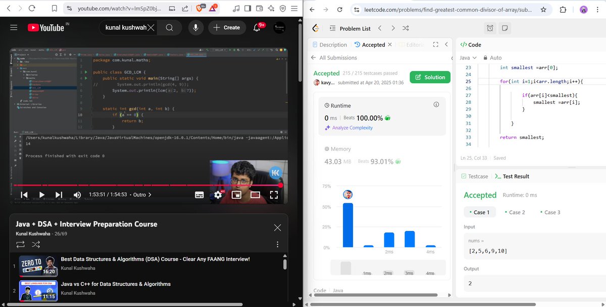 KavyaV_twt's tweet photo. Just Completed part 2 of Maths for Data Structures & Algorithms by @kunalstwt , learned some concepts like LCM,HCF, Newton Raphson Method, Die-Hard Example and also done some Questions . #DSAwithKunal #javadsa #buildinpublic #Trending #KunalKushwaha https://t.co/jrNLSKrsgT