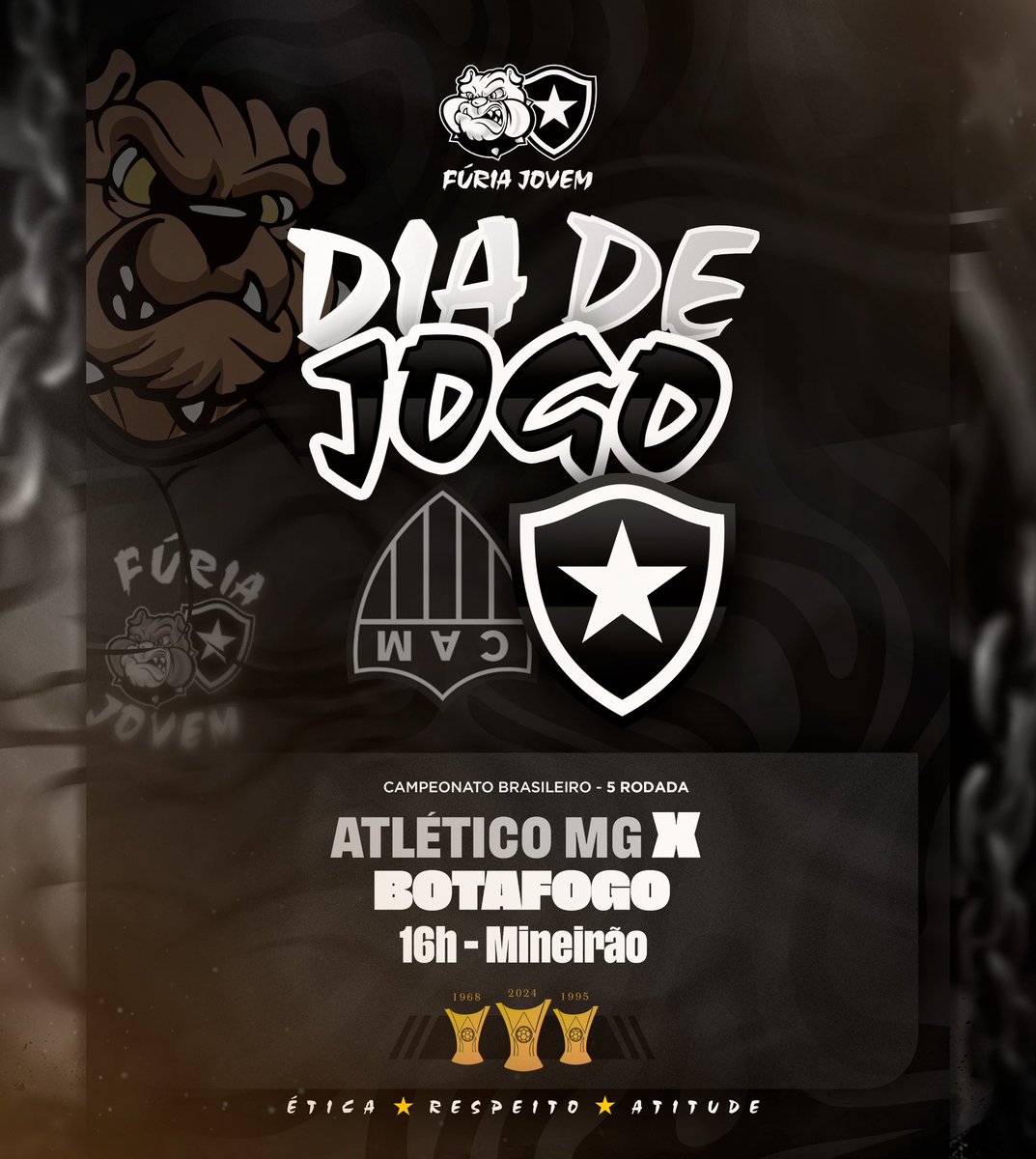 FuriaOficial01's tweet photo. HOJE TEM BOTAFOGO! 🔥

⚽️ CAMPEONATO BRASILEIRO 2025
⭐️ Atlético mg x BOTAFOGO 
🗓️ 20/04/2026 (sábado )
⏰ 16h00
🏟️ ESTÁDIO MINEIRÃO https://t.co/Pnw996G1TS