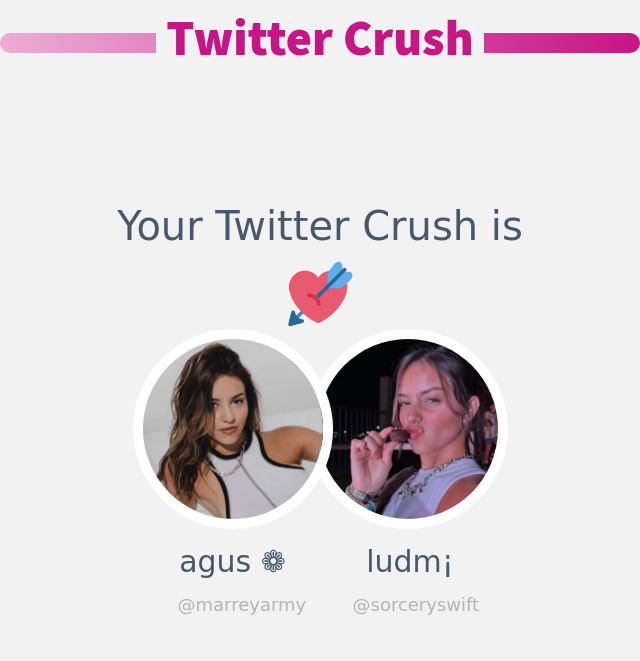 Mi Crush en Twitter es: <a href="/sorceryswift/">ludm¡</a>

➡️ infinityweet.me/secret-crush?l…