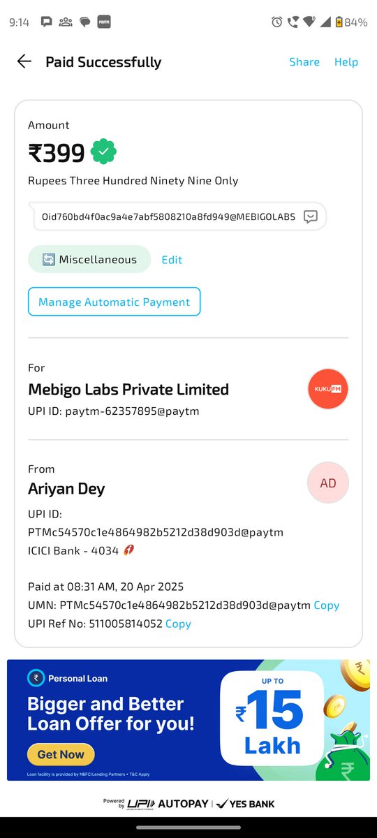 AriyanDey26's tweet photo. @KukuFMOfficial @lcbisu @vkgyl2432 @vinod2292 Registered Mobile No. 8107628408
I request @KukuFMOfficial to please refund my money as the money was auto deducted by it's own. https://t.co/cdERtt2i6R
