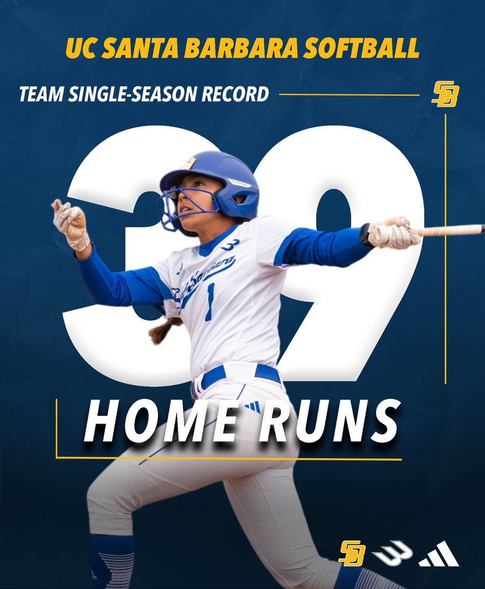 𝓗𝓞𝓜𝓔 𝓡𝓤𝓝 𝓠𝓤𝓔𝓔𝓝𝓢! 👑

The Gauchos have set a new program record for home runs in a single season! 3⃣9⃣... and counting!

#GoGauchos