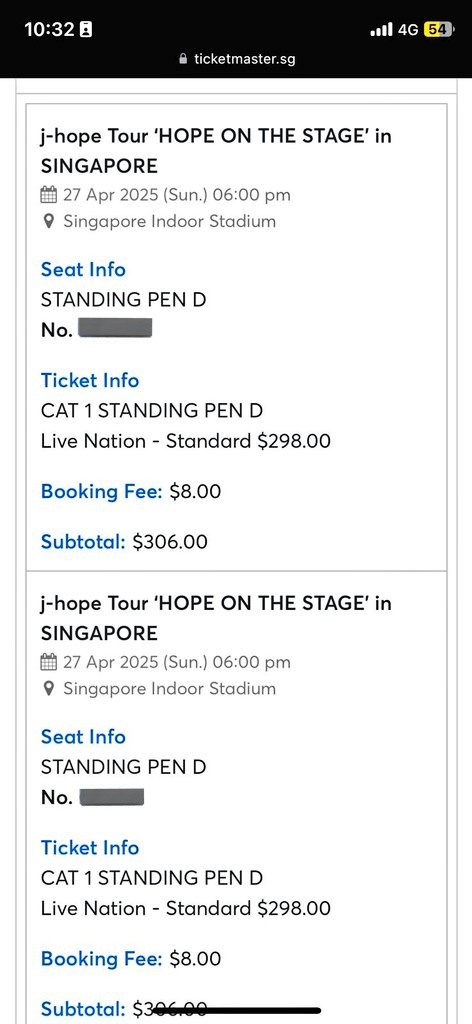 kimtinjoyce's tweet photo. In case anyone is looking for SG tix -

WTS LFB BTS PH SG

J-Hope Hope On The Stage Singapore

2 Cat 1 Pen D tickets

for Apr 27 (Day 2)

SGD 612 / PHP 27,240 for 2 tix

Will prio buyer who will get both tix

RFS: work emergency

jhope hobi HOTS

#BTS #HOTSSG #JHope #lfb #wts https://t.co/ULORO2vNbh