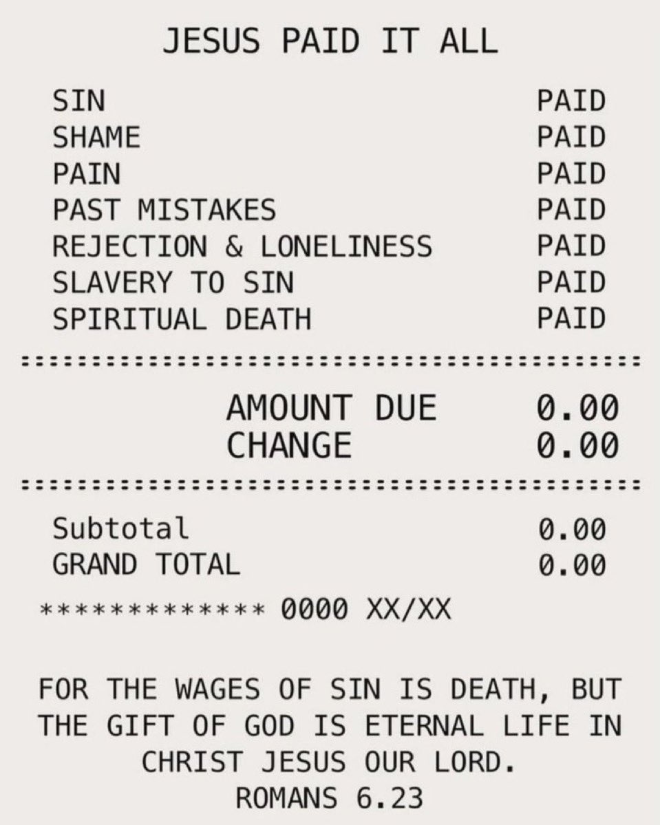 Jesus paid it all.