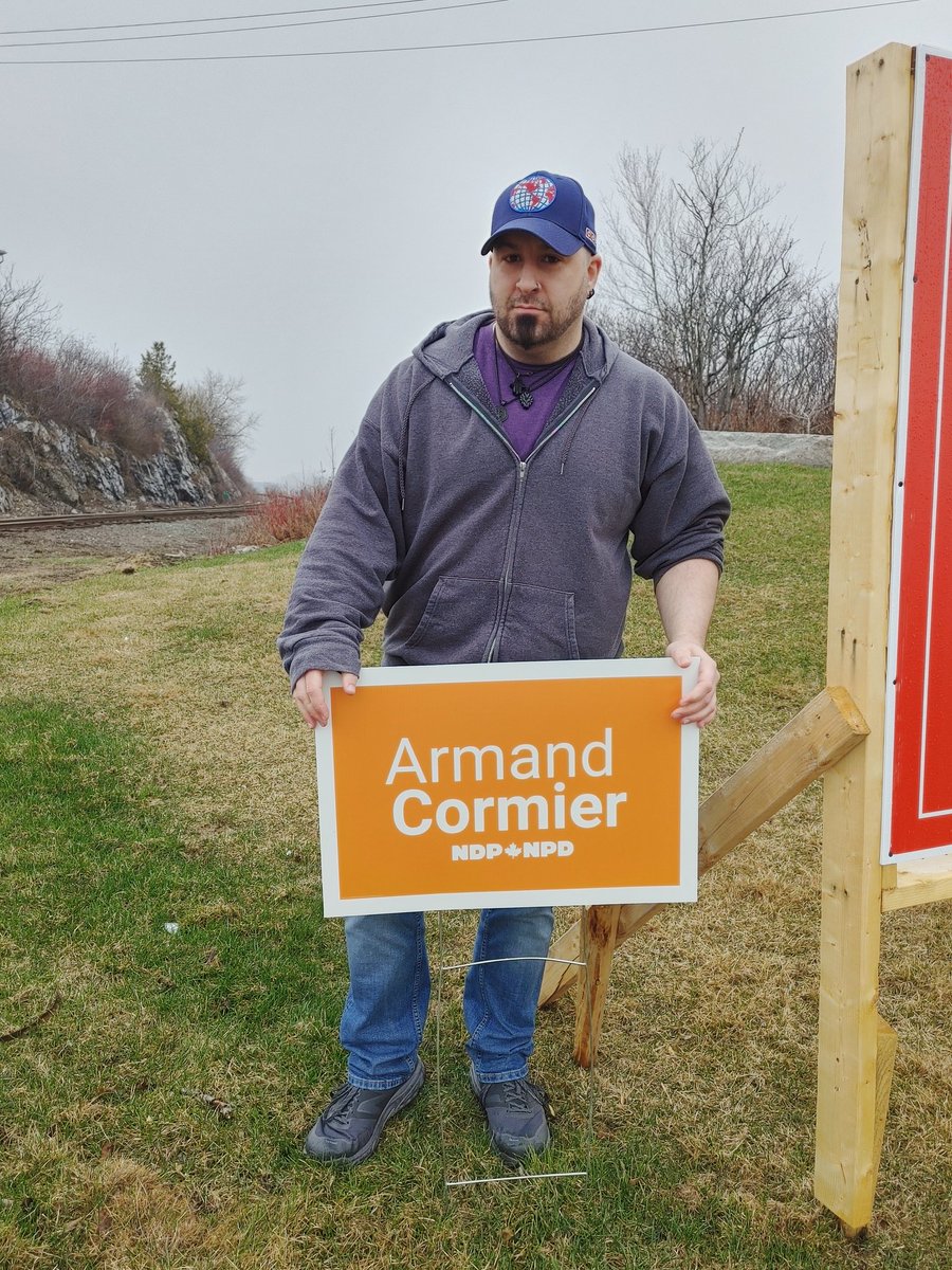 JoshFloyd2197's tweet photo. Helped Armand get his signs up today across Saint John Kennebacasis over the moon with hope and excitement to be able to cast my ballot for him in this election he is exactly what we need an everyday person not a trained politician he understands what regular people go though https://t.co/ruGqHpnzJG
