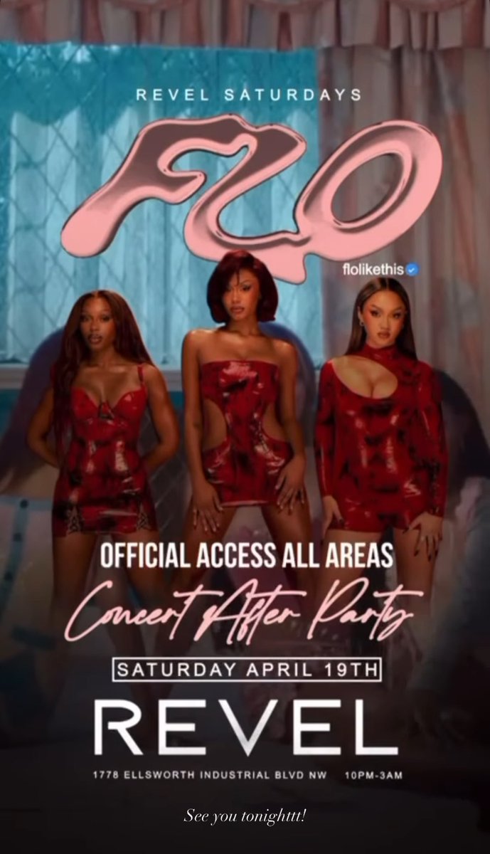 FLOLiveUpdates's tweet photo. ATL! Don’t forget! FLO (@flolikethis) is having a concert after party at Revel TONIGHT at 10PM - 3AM EST! #AAATour #AAAATL https://t.co/lHhgIK1VbT