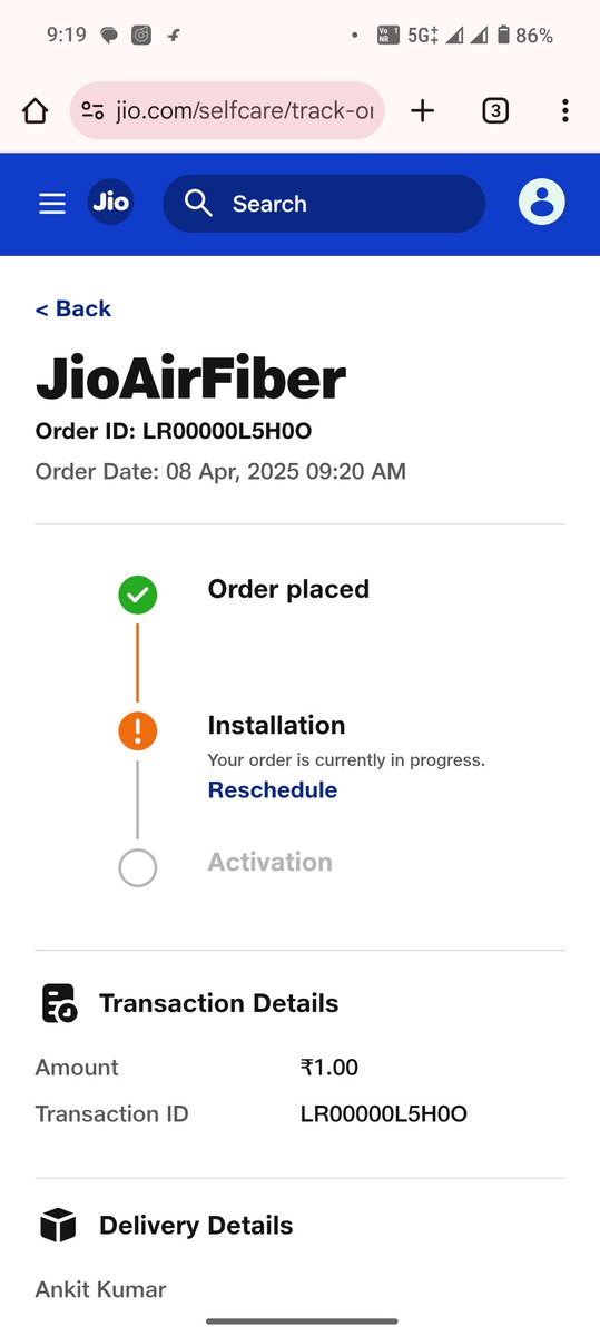 Ankitoffical42's tweet photo. you pay attention to this and keep your customer support active and hope that the installation of Jio Air Fibre will be done soon https://t.co/mFwC5h7juF