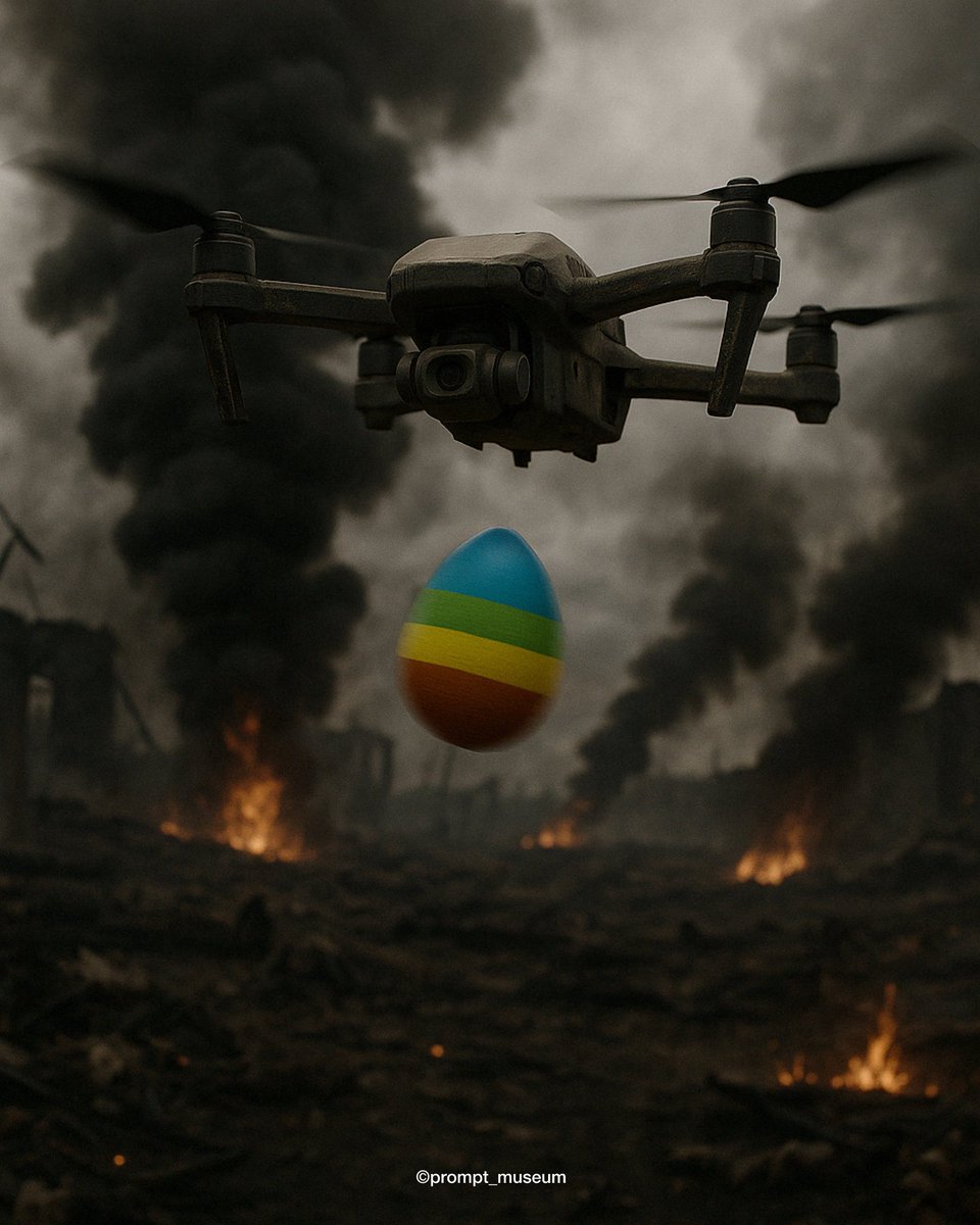 prompt_museum's tweet photo. Happy Easter… while the truce lasts.

#Pasqua #BuonaPasqua #Truce #EasterTruce #WarAndPeace #HopeInDarkness #EasterInTimesOfWar #PeaceNotWar #ArtAndConflict #UovoDiPasqua #DarkEaster #SurrealEaster #StopWar #VisualPoetry #Ukraine #Ukrainwar #Putin #War https://t.co/qPSEqG9KjE