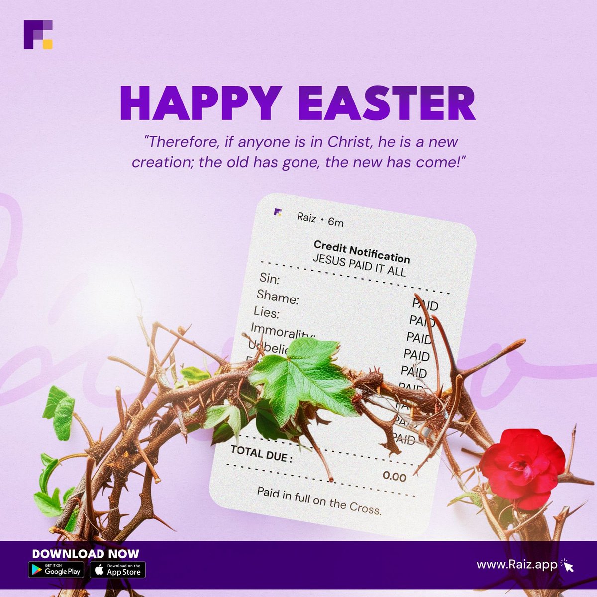 Happy Easter from all of us at Raiz!
As we celebrate this season of hope, renewal, and new beginnings, we are reminded that just like Easter brings fresh starts, your financial journey can too.
Let this season inspire you to make bold moves toward financial freedom and stability.