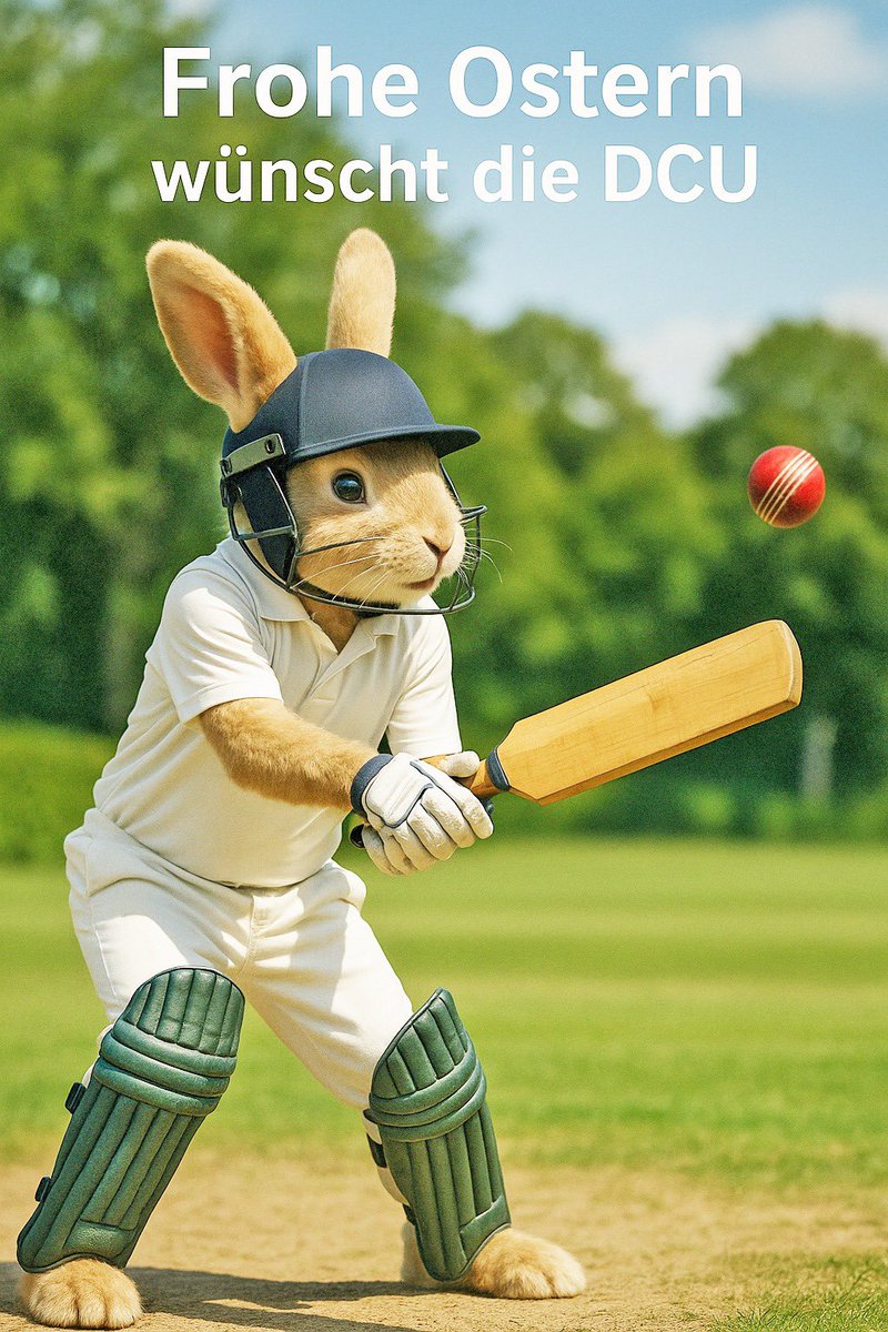 DCricketUnion's tweet image. Frohe Ostern von der Deutschen Cricket Union!
Unser Hase zeigt Cricket macht auch an Ostern Spaß!
#FroheOstern #DeutscheCricketUnion #DCU #GrassrootsCricket #CricketGermany #Osterhase #CricketLiebe