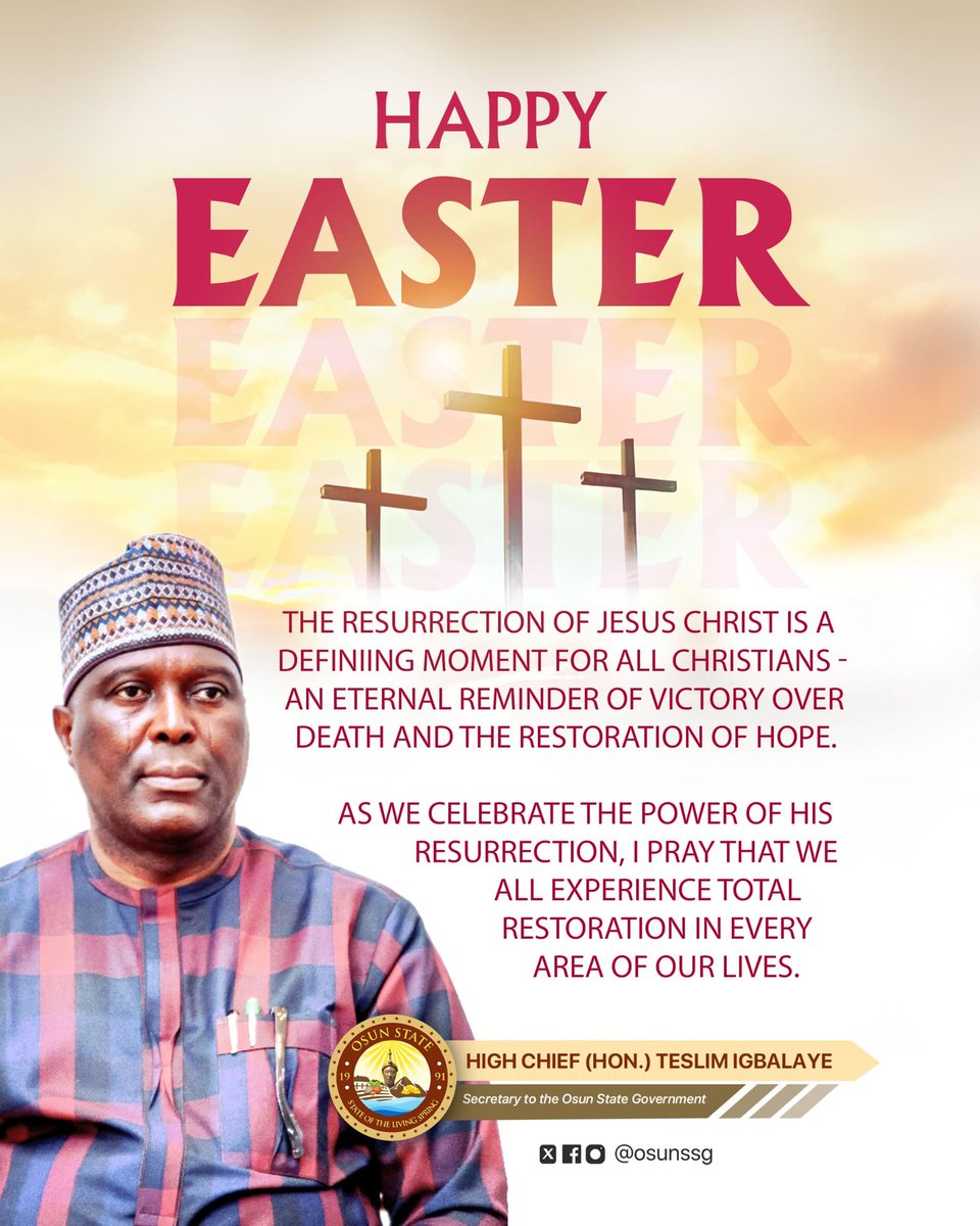 The resurrection of Jesus Christ is a defining moment for all Christians—an eternal reminder of victory over death &amp; the restoration of hope.

As we celebrate the power of His resurrection, I pray that we all experience total restoration in every area of our lives.

Happy Easter!