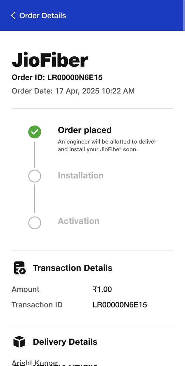 ercse_ankitjain's tweet photo. @reliancejio 
What the hell your fiber team is doing. Even after 3 days of booking jio fiber nobody contacted for installation on scheduled appointment date. Let me know if you can't install fiber connection.I will contact your competitor who is ready for installation immediately https://t.co/BHaxo9jVGB