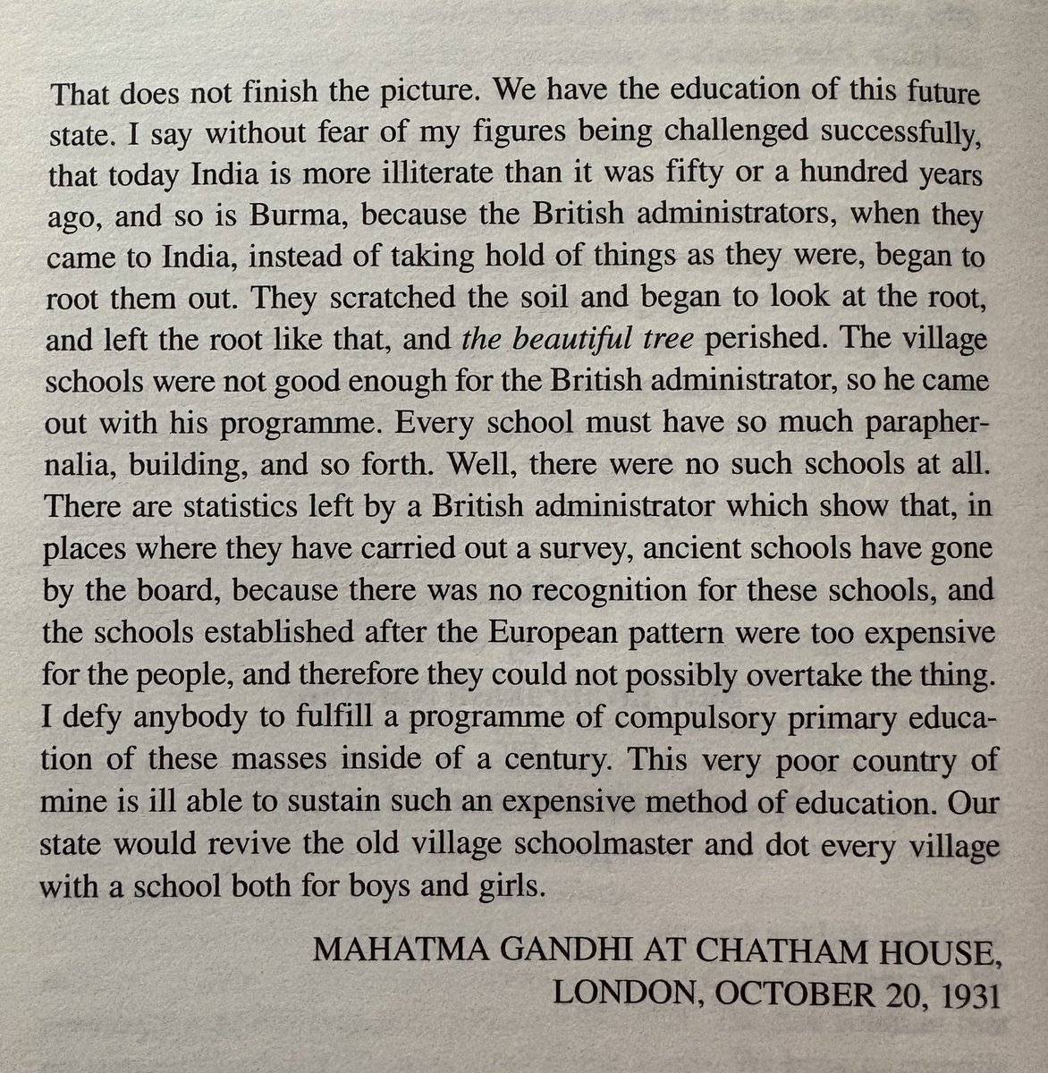 ShamikaRavi's tweet photo. Mahatma Gandhi at Chatham House, London 1931. #TheBeautifulTree #Dharampal https://t.co/RBiJ88ZW82