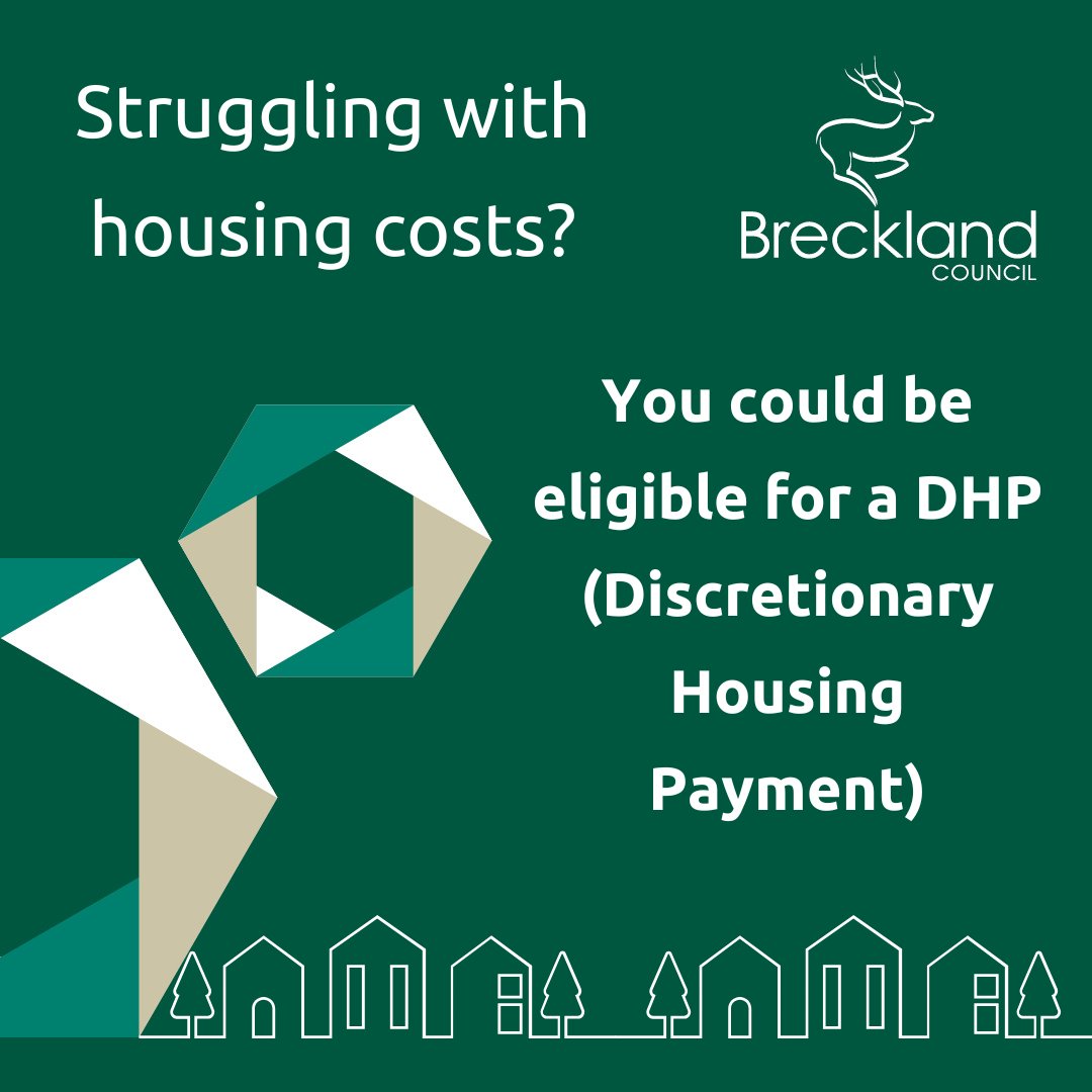 🏡 If you’re struggling with housing costs and you receive Housing Benefit or Universal Credit including Housing Element, you could be eligible for a DHP to help you move. 
 
🔗 To find out more and apply, click angliarevenues.gov.uk and search for ‘Discretionary Payments’.
