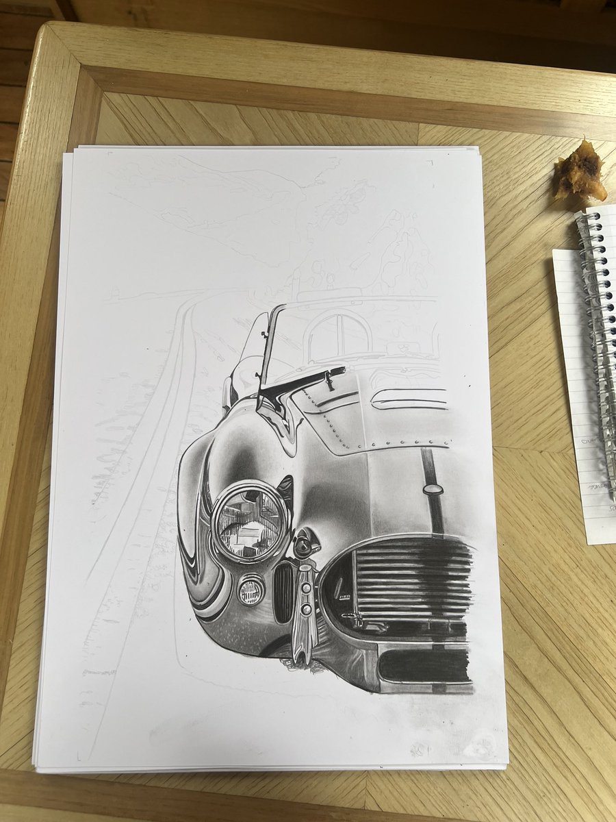 paul_stowe's tweet photo. This weeks #pencildrawing subject mater, is one that despite being involved in the auto industry for 20years I don’t draw very often - however I couldn’t resist drawing one of my favorite #sundaydrives @ACCobraClub @ACShelbyCobra https://t.co/zUTybkfMtk