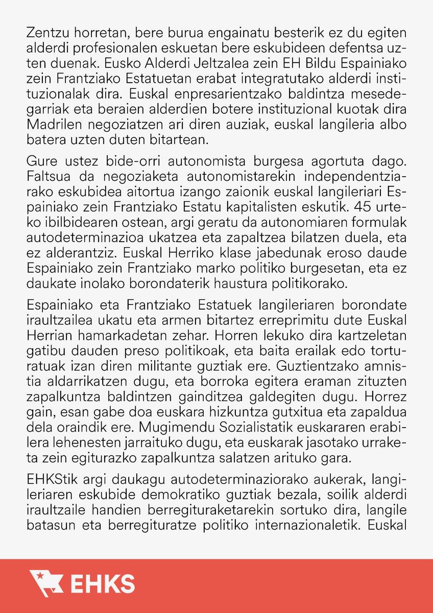 EHKSozialista's tweet photo. 🗣️ | Aberri Eguna

Irakurketa: https://t.co/f4a9dICAFX