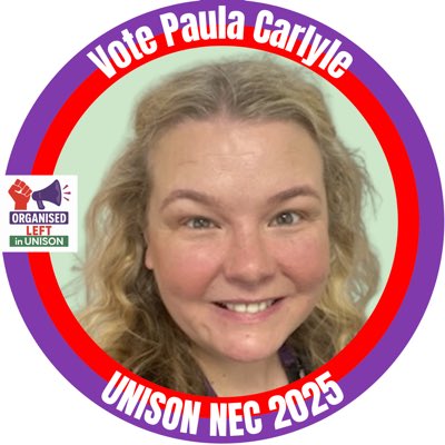 Paula4N's tweet photo. #NewProfilePic

I’m delighted to be standing for election onto @unisontheunion @NorthWestUNISON #UnisonNEC2025 with some of the best LEFT candidates.✊

Ballot papers will start arriving this week and I’d be grateful for your vote 🗳️ 👍 https://t.co/uMs5gmvEwD