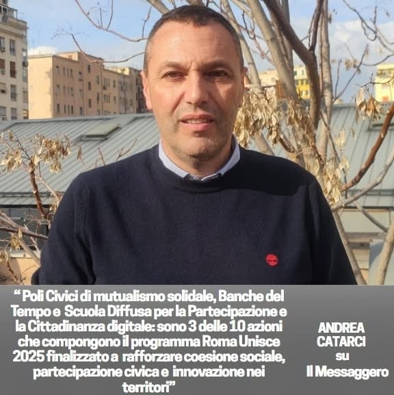 Con #RomaUnisce2025 vogliamo rafforzare coesione sociale, senso di comunità e partecipazione diffusa per costruire una città più solidale quartiere per quartiere, con progettualità concrete che mettono al centro persone, mutualismo e reti civiche. Ne parliamo su <a href="/ilmessaggeroit/">Il Messaggero</a>