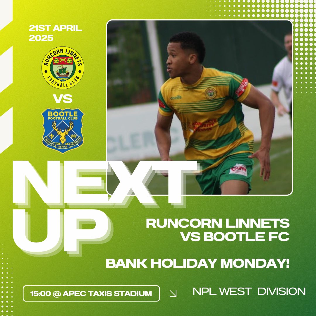 ⚽️🏡 | HOME FOR THE LAST TIME! Bank holiday Monday sees us take on  @Bootle_FC in our final home game of 2024/25 season and we would love you  to be inside the