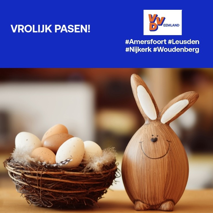 Wij wensen iedereen een vrolijk Pasen toe! 

#VVD #VVDEemland #netwerk #Amersfoort #Hoogland #Hooglanderveen #Nijkerk #Hoevelaken #Nijkerkerveen #Leusden #Stoutenburg #Achterveld #Woudenberg