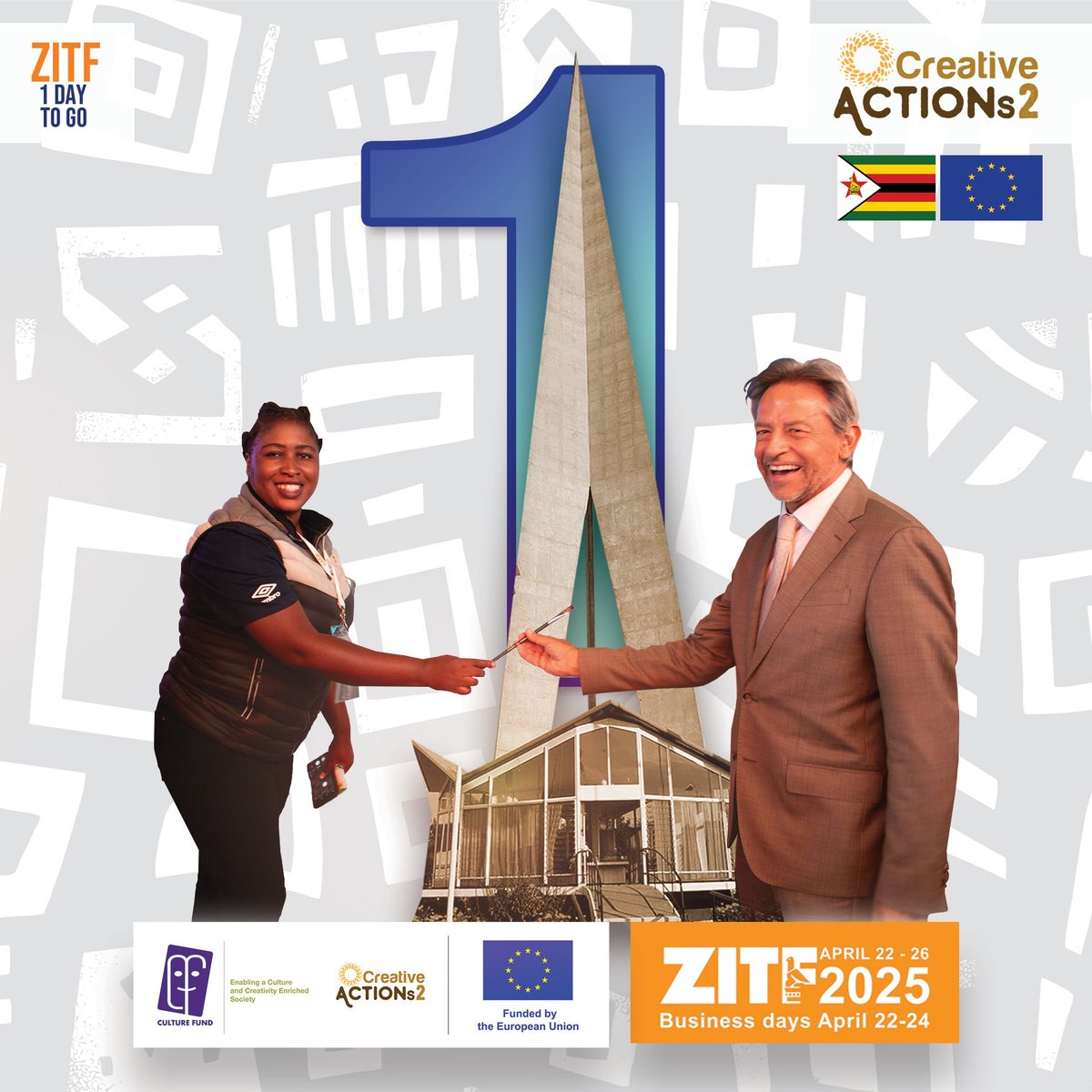 Culture Fund (@culturefundzim) on Twitter photo We are a day away from ZITF 2025. Visit the β¦<a href="/euinzim/">EU Delegation to Zimbabwe πͺπΊ</a>β© Hall No.4. Youβll interact with various artistic expressions. We are a day away from ZITF 2025. Visit the β¦<a href="/euinzim/">EU Delegation to Zimbabwe πͺπΊ</a>β© Hall No.4. Youβll interact with various artistic expressions.