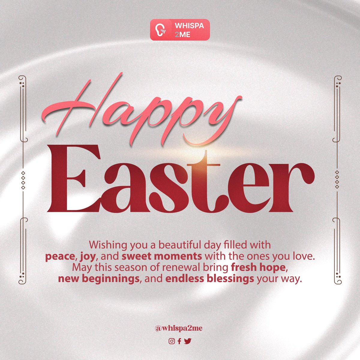 Whispa2me_'s tweet image. Happy Easter, everyone!
May your day be filled with love, laughter, and lots of blessings! Here’s to new beginnings and brighter days ahead. ✨💛 #HappyEaster #EasterVibes #SpringJoy