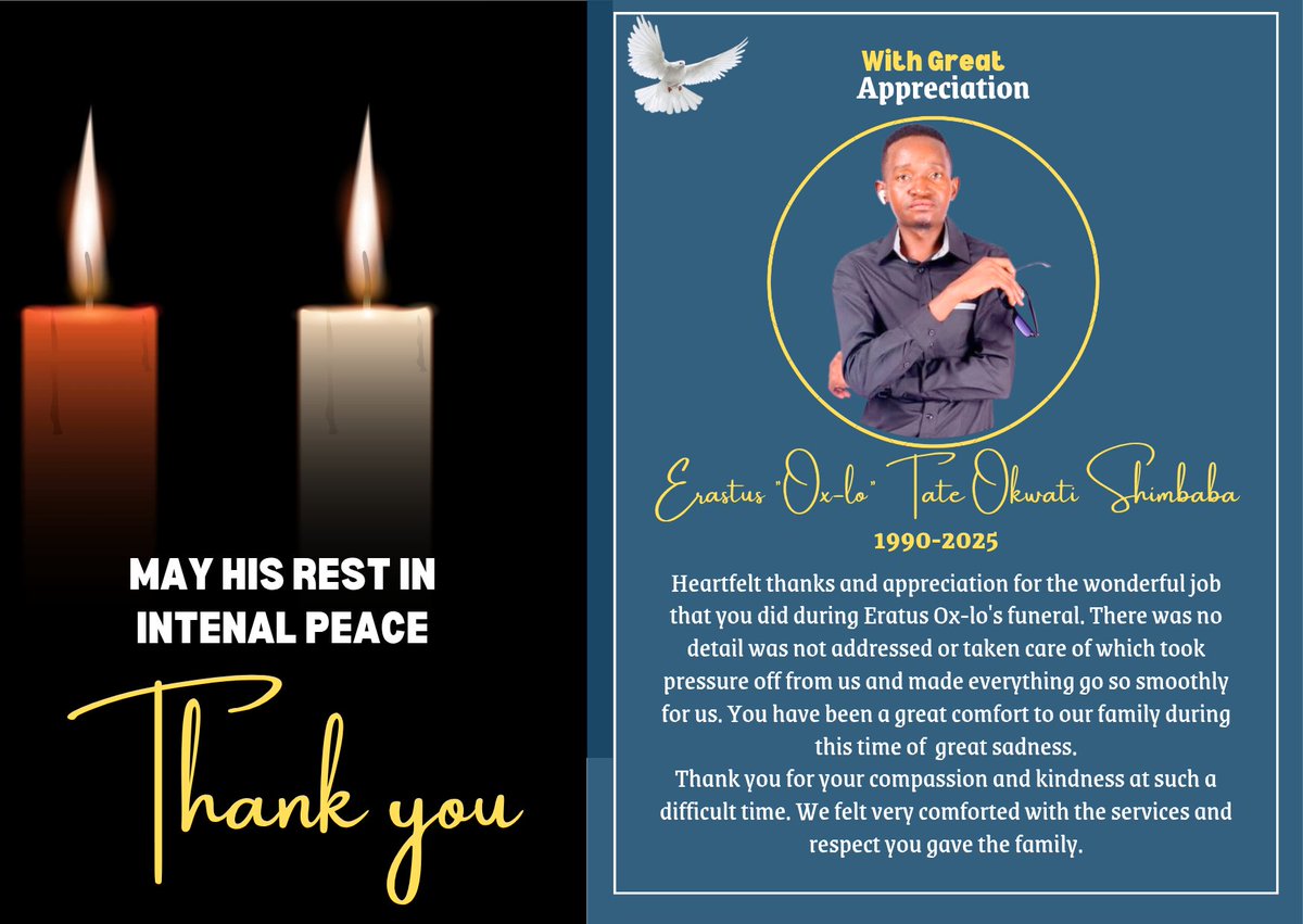 MatheuCleo's tweet photo. With great appreciation!! 
As Shimbaba's family with heartfelt thanks and appreciation for the wonderful outstanding work ,during our beloved brother Ox-lo funeral 🙏 https://t.co/vLWNhfMwMw