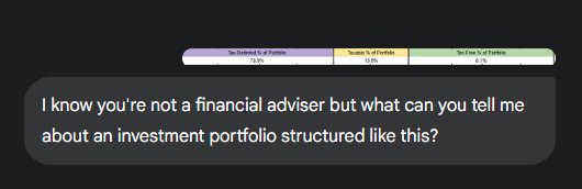 philthedonkey's tweet photo. @GoogleAI I also asked for it to review the portfolio based on tax status: https://t.co/lw3XFQjIq5