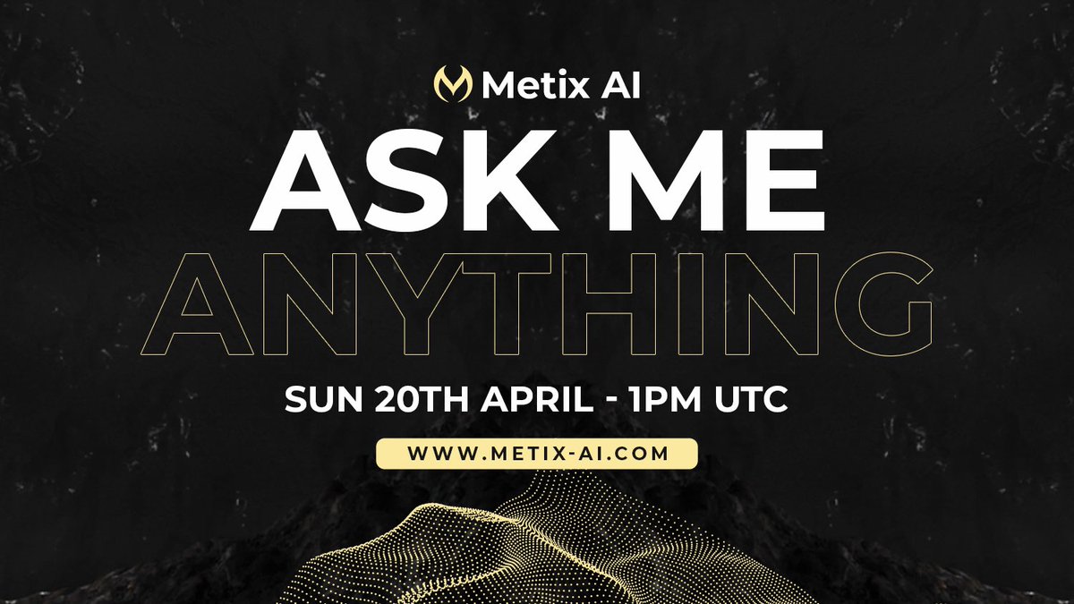 TheMetixAI's tweet photo. Metix AI - Pre-Launch AMA on X Space
📅 Date: Sunday, April 20th
⏰ Time: 1PM UTC
📍 Location: X Spaces – https://t.co/lmy8Ns9pSM

We’re excited to host our first ever AMA as we prepare for launch! Dive into our vision, strategic partnerships, and what’s next for Metix AI.

This is just the beginning — more Spaces to come!

Don’t miss it!