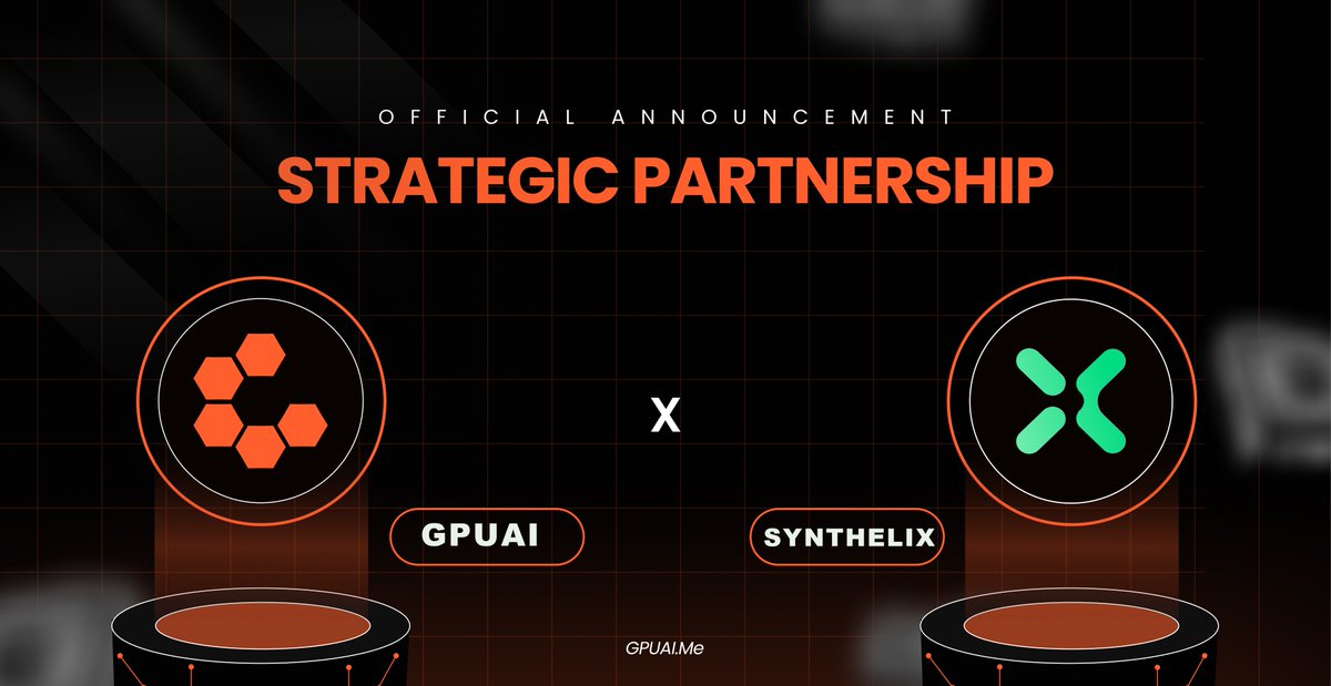 🚀 GPUAI x Synthelix AI 🤝

We're excited to announce a strategic collaboration with @Synthelix  — the AI-powered DePIN platform reshaping decentralized connectivity!

Together, we're fusing idle GPU compute 🔌 with modular AI infrastructure 🧠 to create a scalable, secure, and