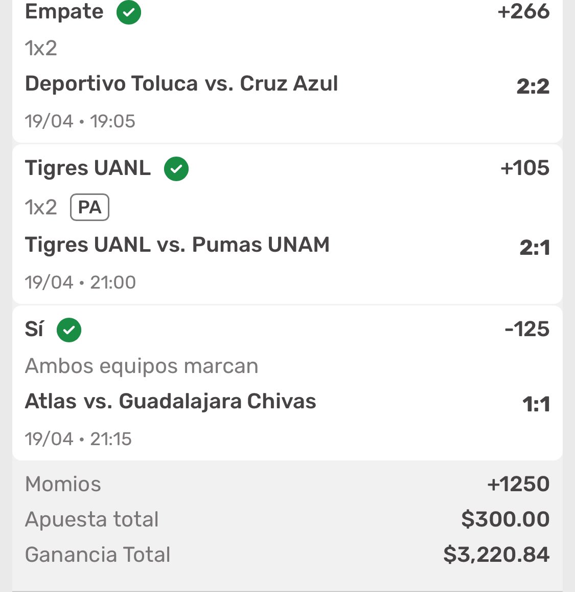 CarlosCorona07's tweet photo. Se pego el parleysito de liga MX 🔥🔥🔥 

#ApuestasMX #ParleyOnFire #FutbolMX #ApuestasGanadoras #LigaMXBets #ParleyChamps https://t.co/ndxuY5gRbU